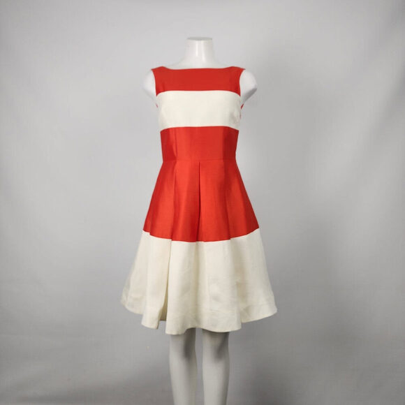 Kate Spade Orange Color Block Fit & Flare Dress Size 4 - Picture 1 of 10